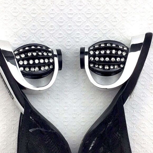 Platinum Collection by Jade Black Lace Diamond Heel Mules - Picture 7 of 15